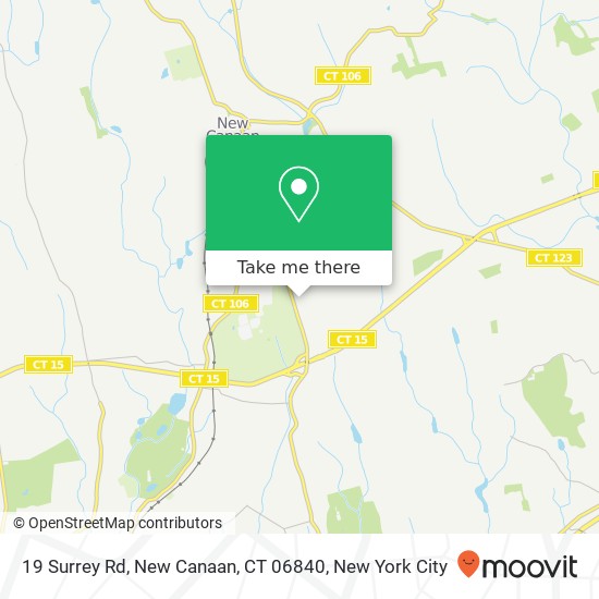 Mapa de 19 Surrey Rd, New Canaan, CT 06840