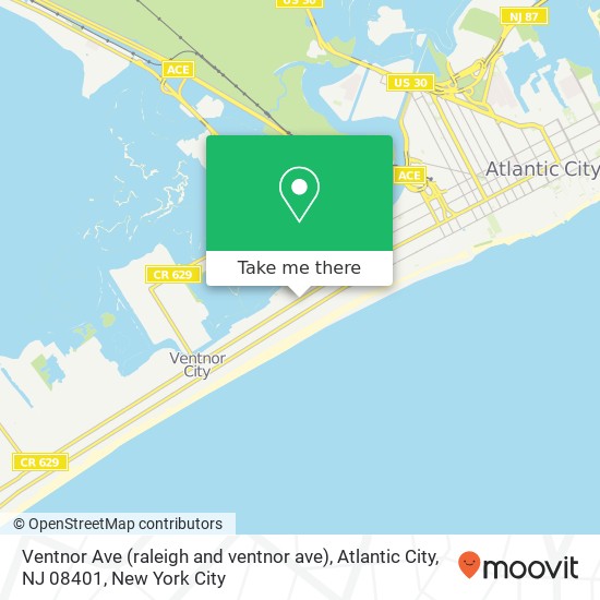 Mapa de Ventnor Ave (raleigh and ventnor ave), Atlantic City, NJ 08401