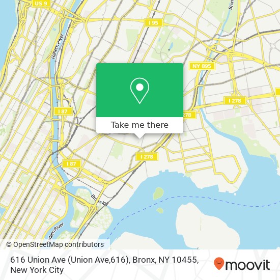 Mapa de 616 Union Ave (Union Ave,616), Bronx, NY 10455