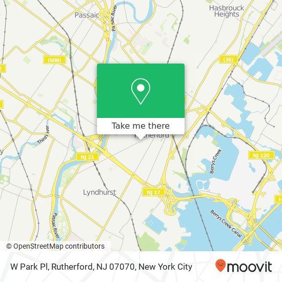 Mapa de W Park Pl, Rutherford, NJ 07070