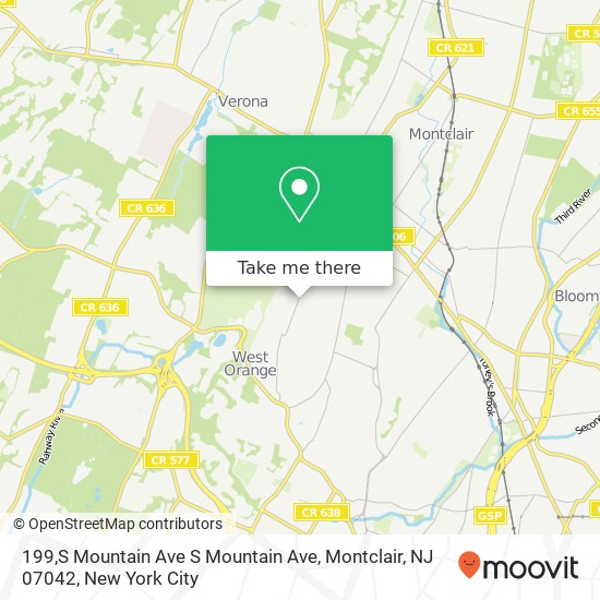 Mapa de 199,S Mountain Ave S Mountain Ave, Montclair, NJ 07042