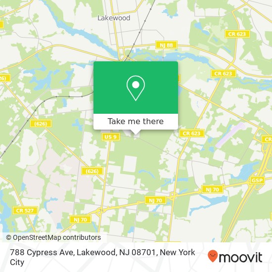 Mapa de 788 Cypress Ave, Lakewood, NJ 08701