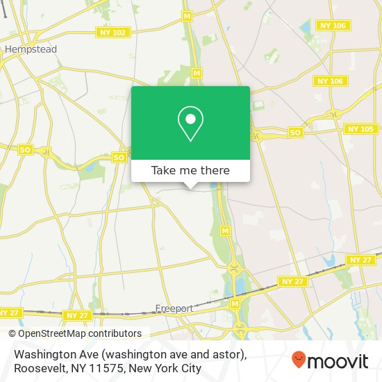 Mapa de Washington Ave (washington ave and astor), Roosevelt, NY 11575