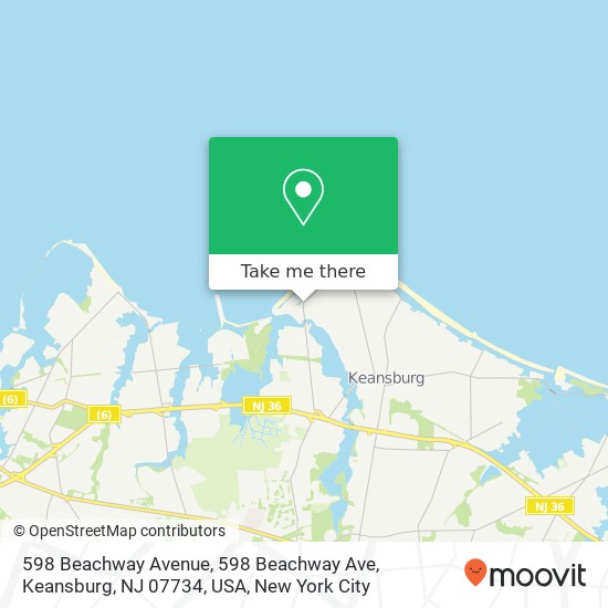 Mapa de 598 Beachway Avenue, 598 Beachway Ave, Keansburg, NJ 07734, USA