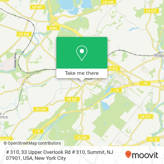 Mapa de # 310, 33 Upper Overlook Rd # 310, Summit, NJ 07901, USA