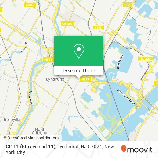 Mapa de CR-11 (5th ave and 11), Lyndhurst, NJ 07071