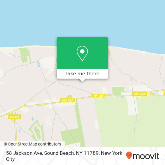 Mapa de 58 Jackson Ave, Sound Beach, NY 11789