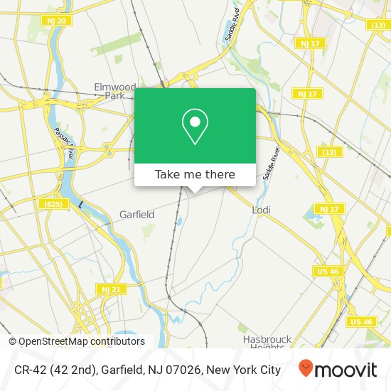 Mapa de CR-42 (42 2nd), Garfield, NJ 07026