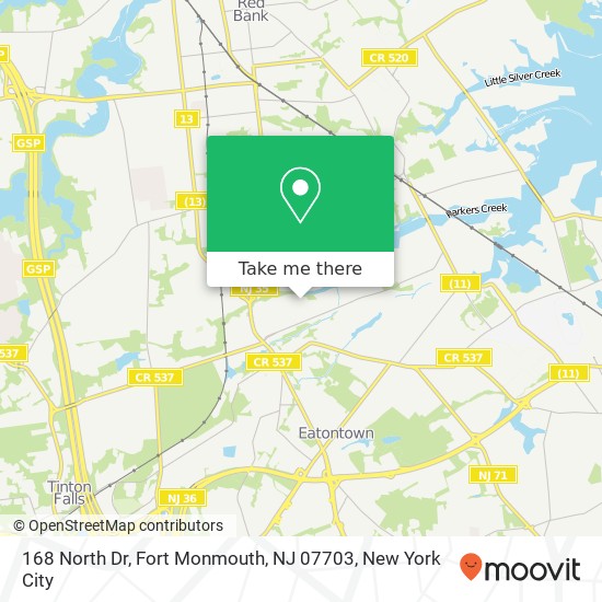 Mapa de 168 North Dr, Fort Monmouth, NJ 07703