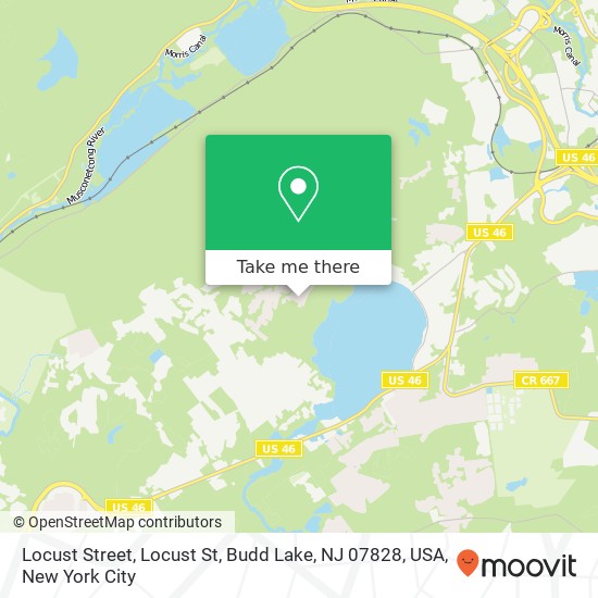 Mapa de Locust Street, Locust St, Budd Lake, NJ 07828, USA