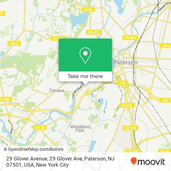 Mapa de 29 Glover Avenue, 29 Glover Ave, Paterson, NJ 07501, USA