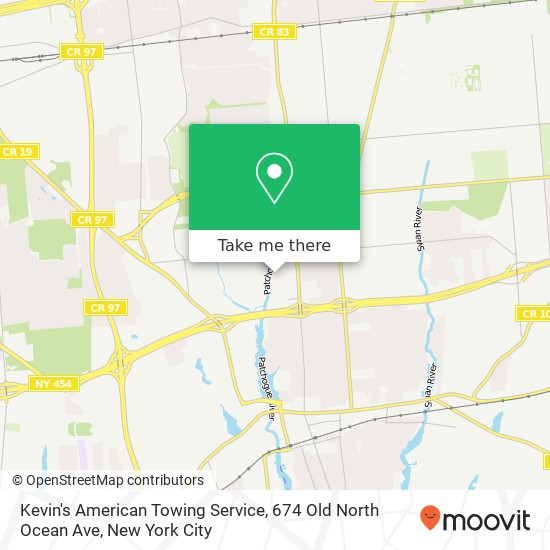 Mapa de Kevin's American Towing Service, 674 Old North Ocean Ave