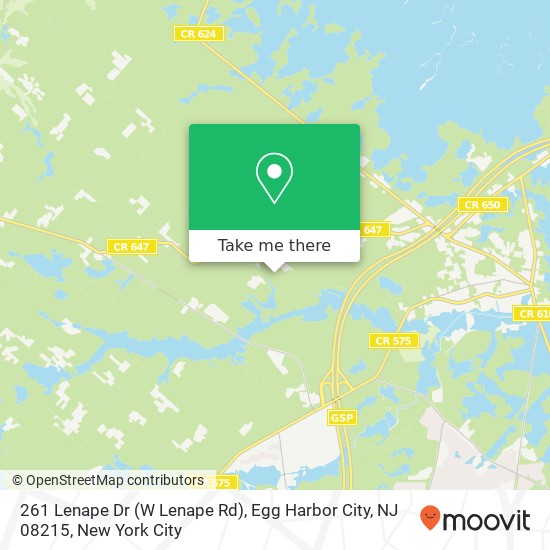 Mapa de 261 Lenape Dr (W Lenape Rd), Egg Harbor City, NJ 08215