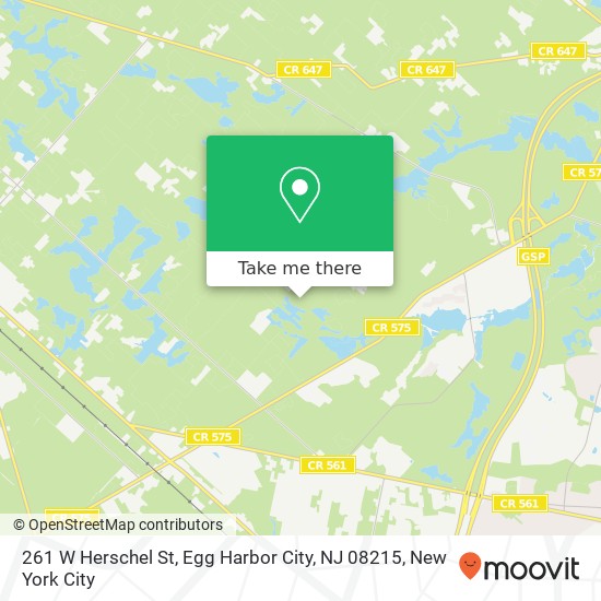 Mapa de 261 W Herschel St, Egg Harbor City, NJ 08215