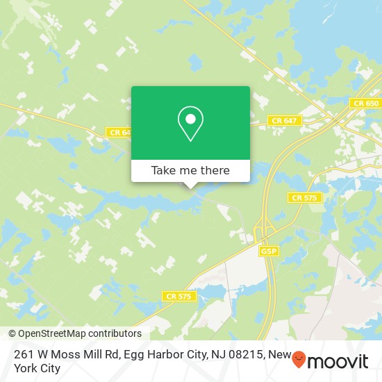 Mapa de 261 W Moss Mill Rd, Egg Harbor City, NJ 08215