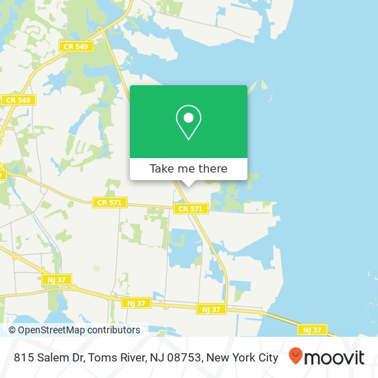 Mapa de 815 Salem Dr, Toms River, NJ 08753