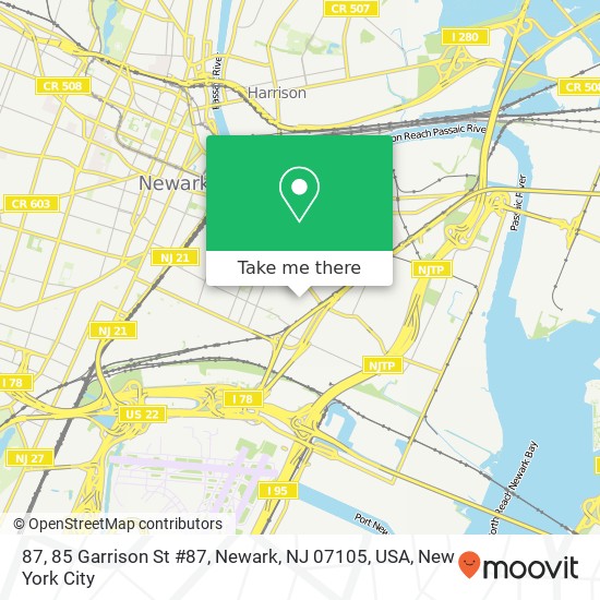 Mapa de 87, 85 Garrison St #87, Newark, NJ 07105, USA