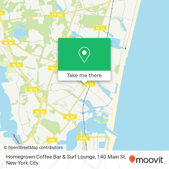 Mapa de Homegrown Coffee Bar & Surf Lounge, 140 Main St