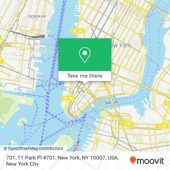 Mapa de 701, 11 Park Pl #701, New York, NY 10007, USA
