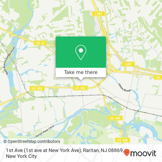Mapa de 1st Ave (1st ave at New York Ave), Raritan, NJ 08869