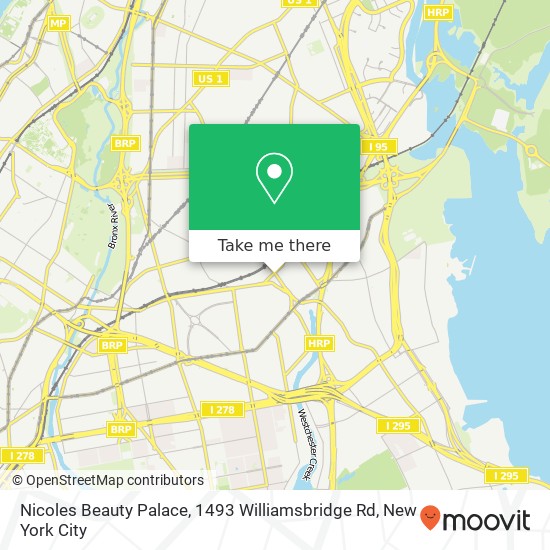 Mapa de Nicoles Beauty Palace, 1493 Williamsbridge Rd