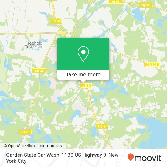 Mapa de Garden State Car Wash, 1130 US Highway 9