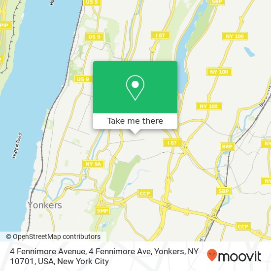 Mapa de 4 Fennimore Avenue, 4 Fennimore Ave, Yonkers, NY 10701, USA