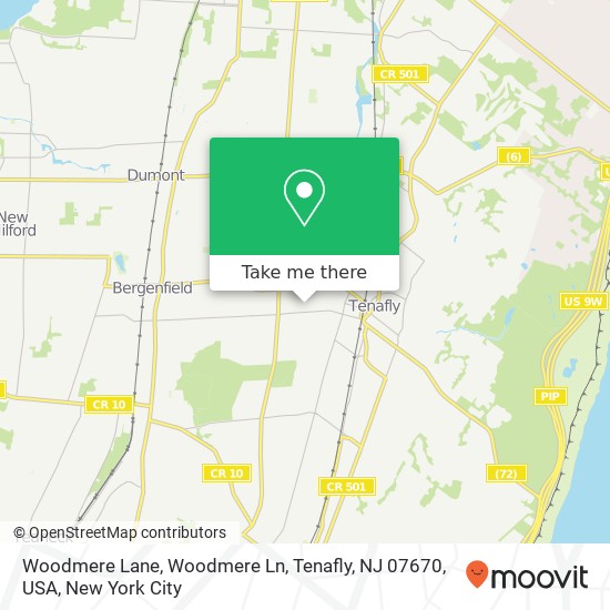 Mapa de Woodmere Lane, Woodmere Ln, Tenafly, NJ 07670, USA