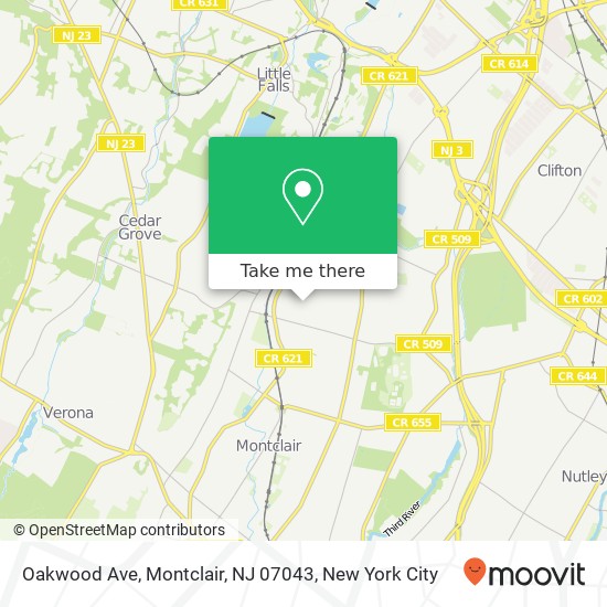 Mapa de Oakwood Ave, Montclair, NJ 07043
