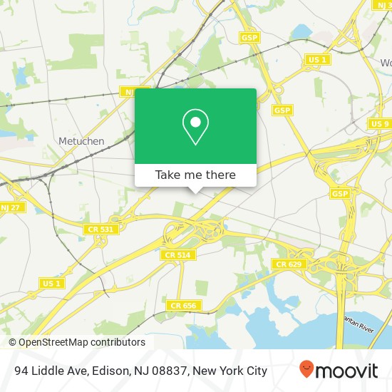 Mapa de 94 Liddle Ave, Edison, NJ 08837