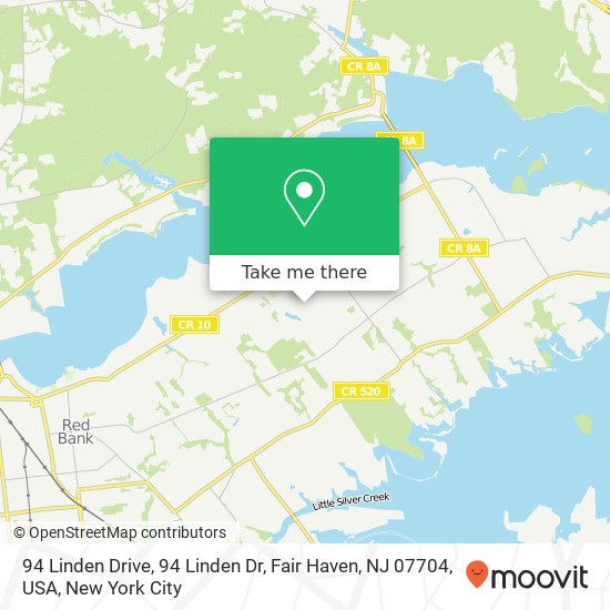 Mapa de 94 Linden Drive, 94 Linden Dr, Fair Haven, NJ 07704, USA