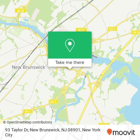 Mapa de 93 Taylor Dr, New Brunswick, NJ 08901