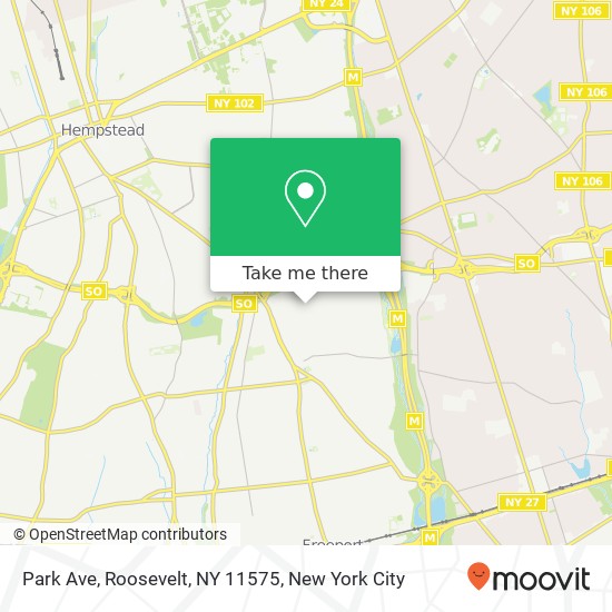 Mapa de Park Ave, Roosevelt, NY 11575