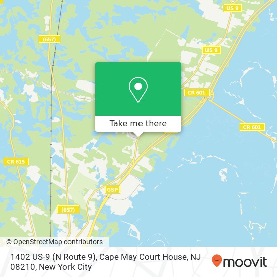 Mapa de 1402 US-9 (N Route 9), Cape May Court House, NJ 08210