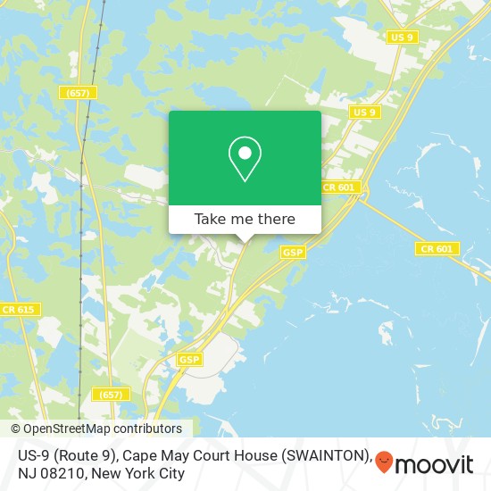Mapa de US-9 (Route 9), Cape May Court House (SWAINTON), NJ 08210