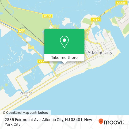 Mapa de 2835 Fairmount Ave, Atlantic City, NJ 08401