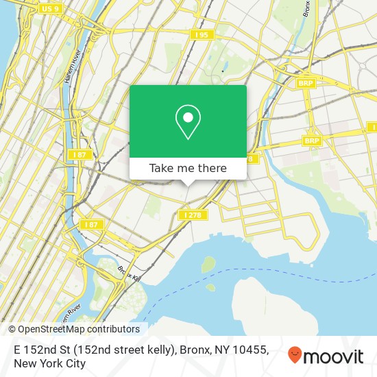 Mapa de E 152nd St (152nd street kelly), Bronx, NY 10455