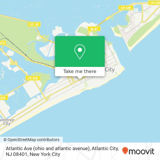 Mapa de Atlantic Ave (ohio and atlantic avenue), Atlantic City, NJ 08401