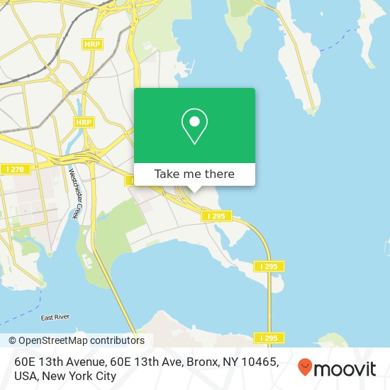 Mapa de 60E 13th Avenue, 60E 13th Ave, Bronx, NY 10465, USA