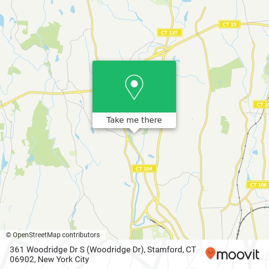 Mapa de 361 Woodridge Dr S (Woodridge Dr), Stamford, CT 06902