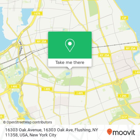 16303 Oak Avenue, 16303 Oak Ave, Flushing, NY 11358, USA map