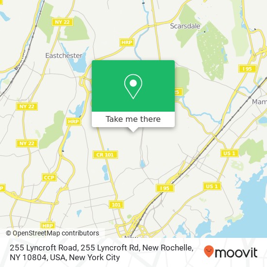 Mapa de 255 Lyncroft Road, 255 Lyncroft Rd, New Rochelle, NY 10804, USA