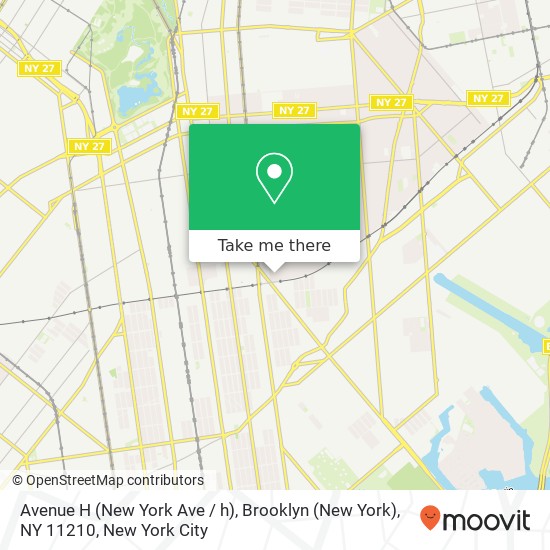 Mapa de Avenue H (New York Ave / h), Brooklyn (New York), NY 11210