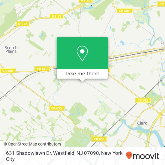 Mapa de 631 Shadowlawn Dr, Westfield, NJ 07090