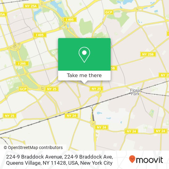 Mapa de 224-9 Braddock Avenue, 224-9 Braddock Ave, Queens Village, NY 11428, USA