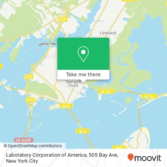 Laboratory Corporation of America, 505 Bay Ave map
