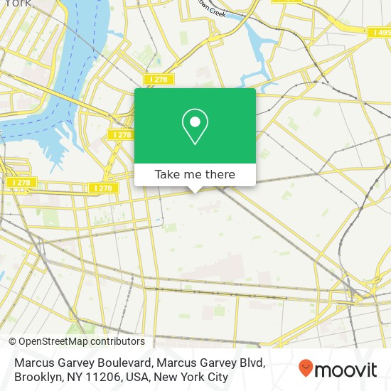 Mapa de Marcus Garvey Boulevard, Marcus Garvey Blvd, Brooklyn, NY 11206, USA
