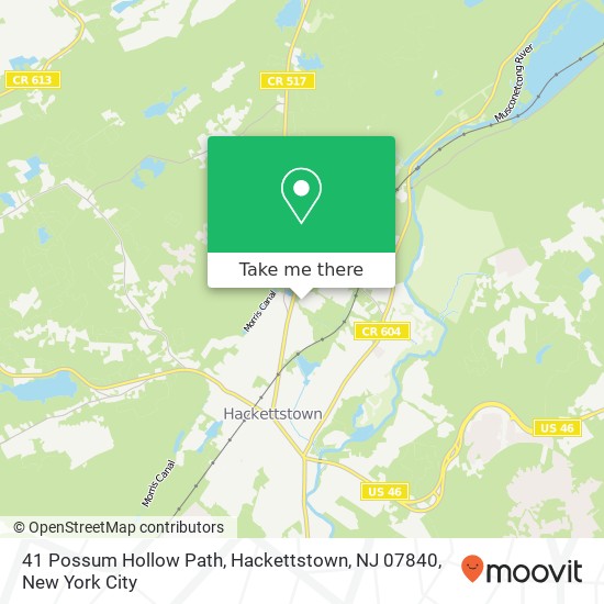 Mapa de 41 Possum Hollow Path, Hackettstown, NJ 07840