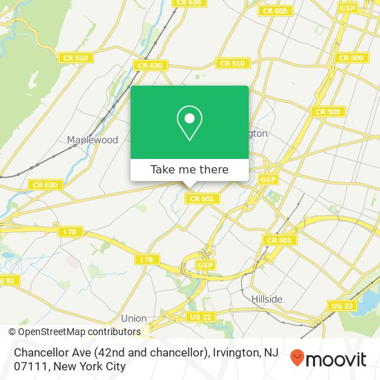 Chancellor Ave (42nd and chancellor), Irvington, NJ 07111 map