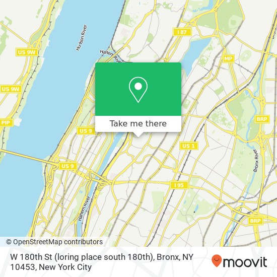 Mapa de W 180th St (loring place south 180th), Bronx, NY 10453